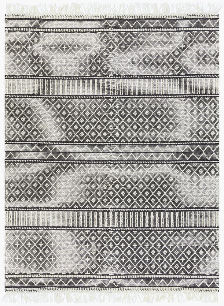 Farmhouse Tassels Handmade Rug — Black/White