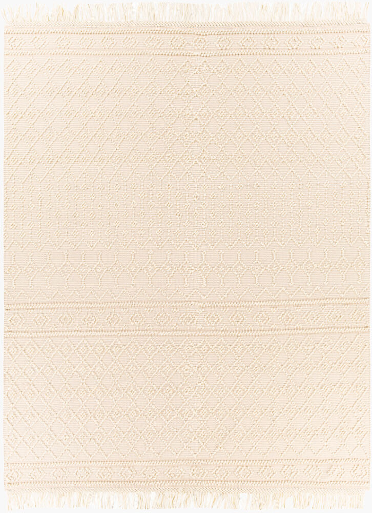 Farmhouse Tassels Handmade Rug — Beige/White