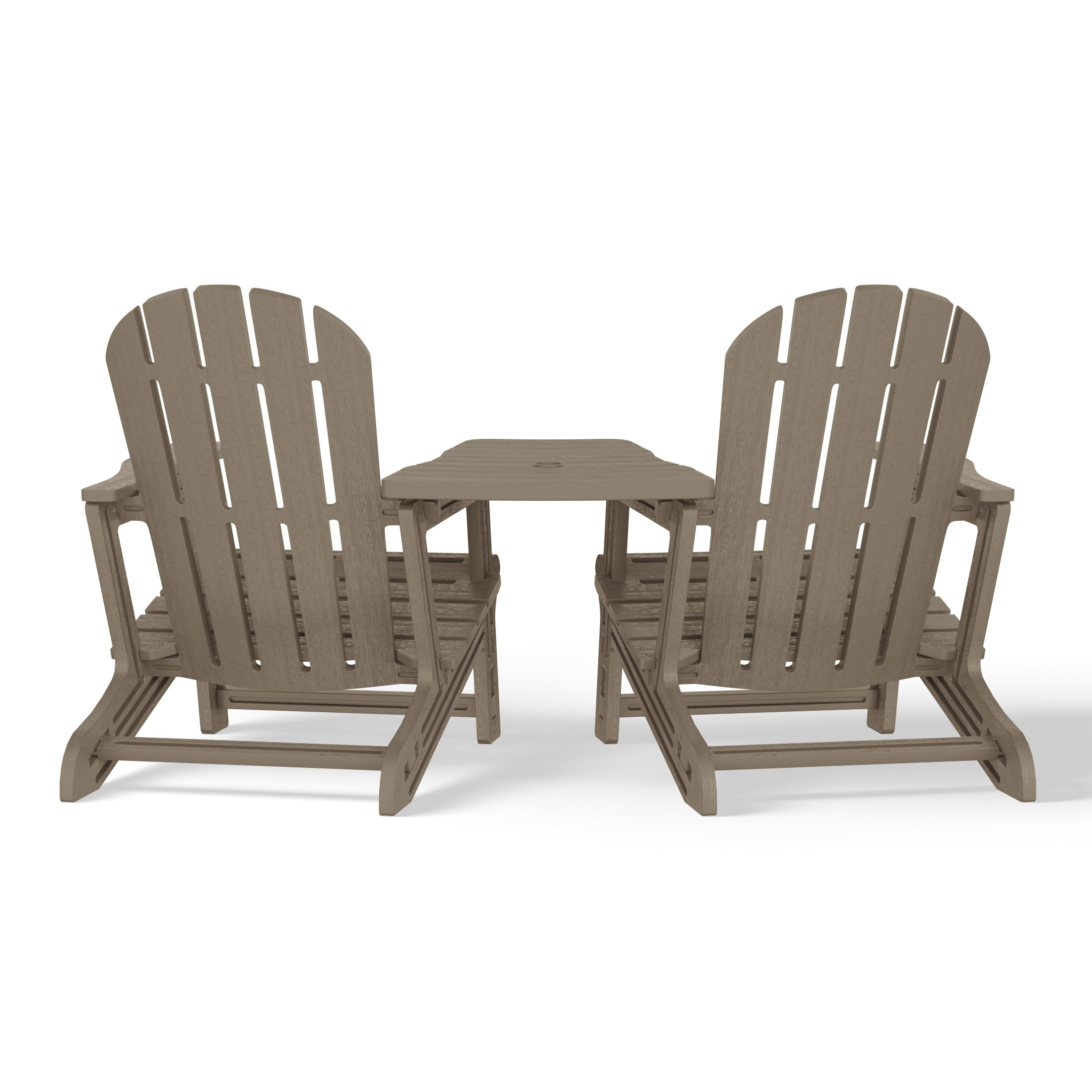 Set of Snap'n Lock Adirondack Chairs with Connecting Wedge Table (No Tools or Hardware) Seahawk Designs Adirondack Chairs