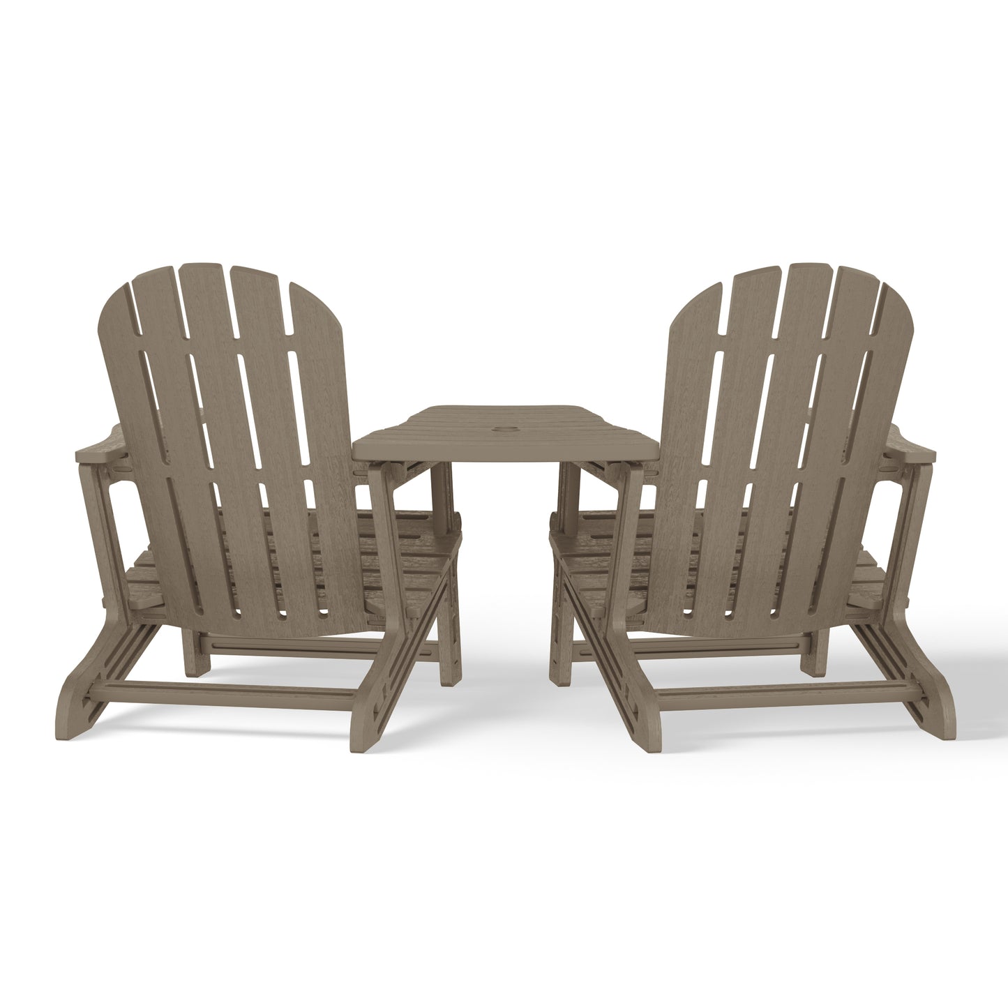 Set of Snap'n Lock Adirondack Chairs with Connecting Wedge Table (No Tools or Hardware) Seahawk Designs Adirondack Chairs
