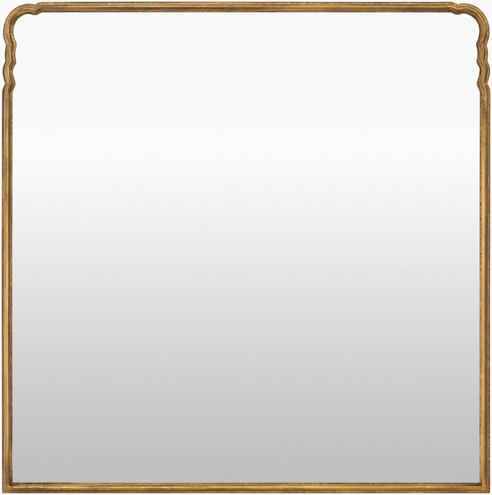 Grey Mantel Mirror — Metallic - Brass