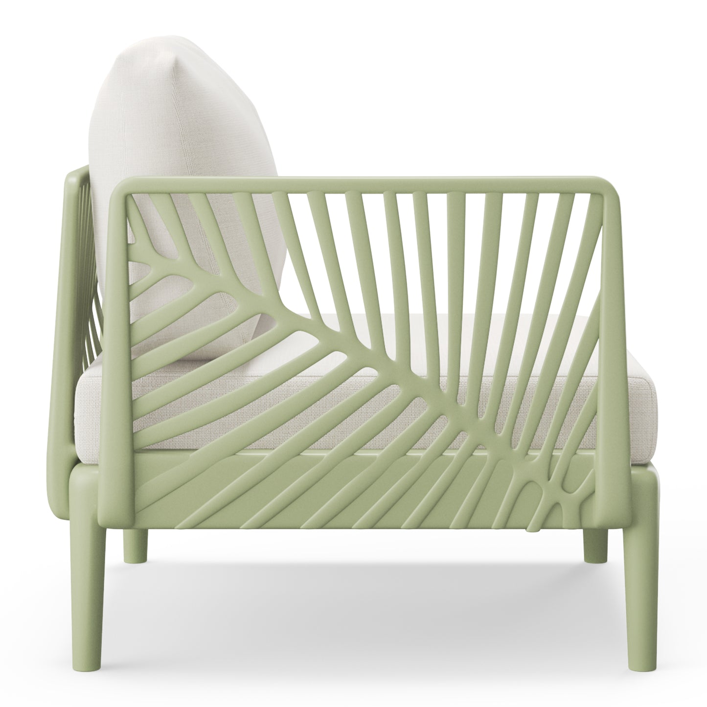 Polyform Deep Seating Left Arm Chair with Cushions Green Beige Seahawk Designs Patio Chairs
