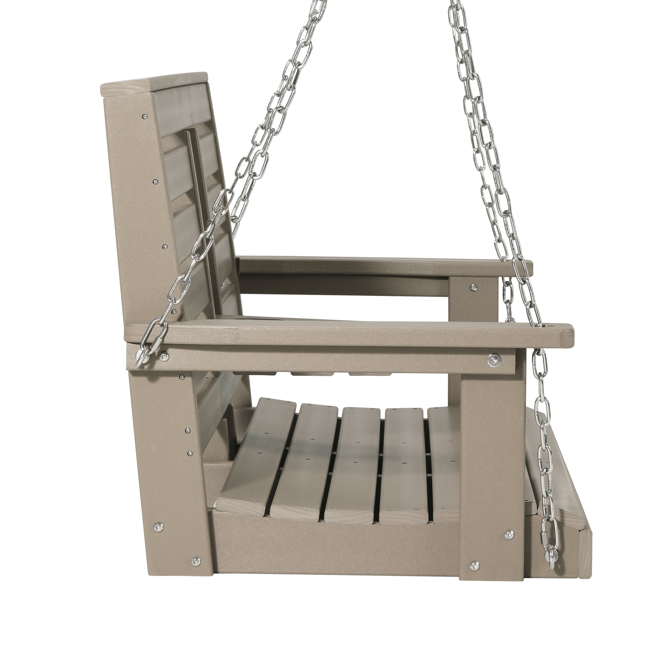 Charleston 54" Porch Swing with Folding Cup Holder Weathered Wood Seahawk Designs Porch Swings