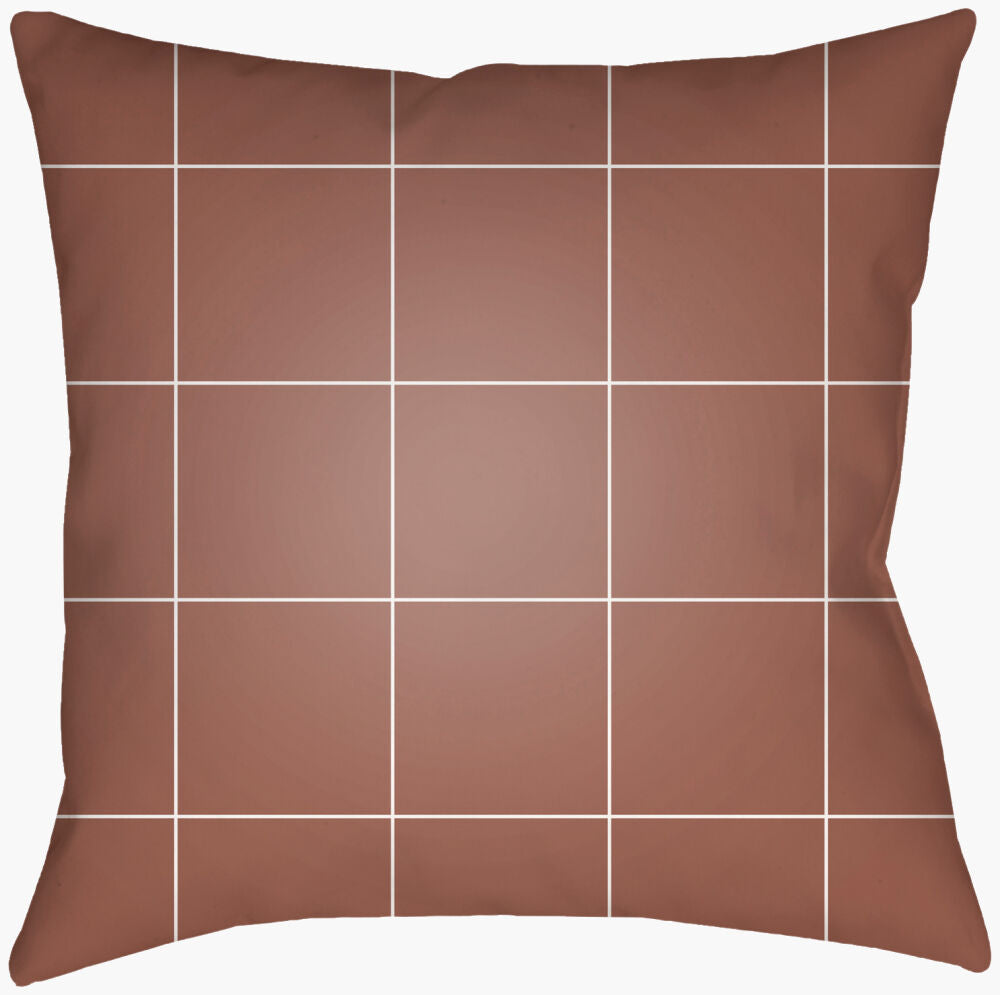 Gridwork Accent Pillow — Medium Brown/White
