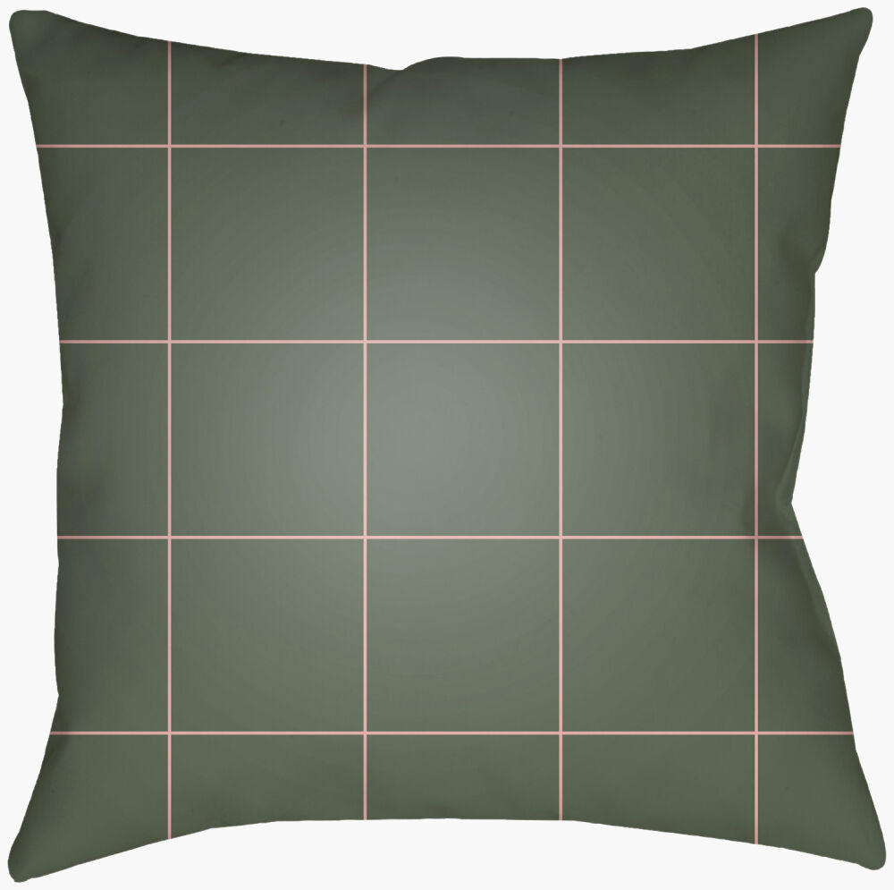 Gridwork Accent Pillow — Dusty Pink/Olive