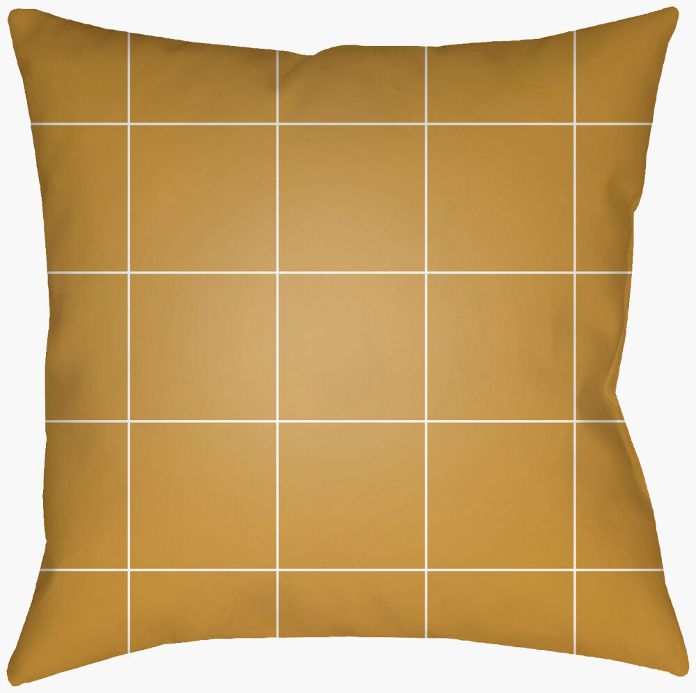 Gridwork Accent Pillow — Mustard/White