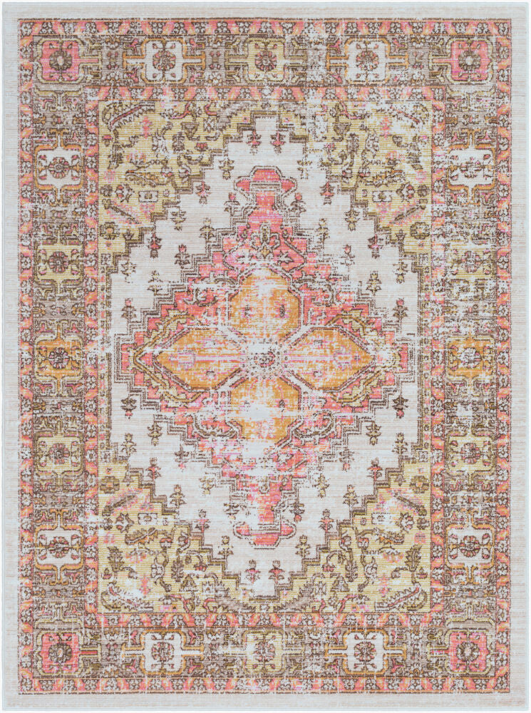Germili Machine Woven Rug — Dark Brown/Dusty Coral