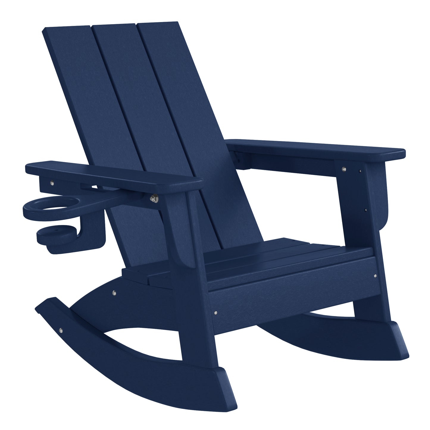 Tiny Terraces Kids Modern Adirondack Rocking Chair with Cup Holder (Set of 2) Navy Blue Seahawk Designs Kids Patio Rocking Chairs