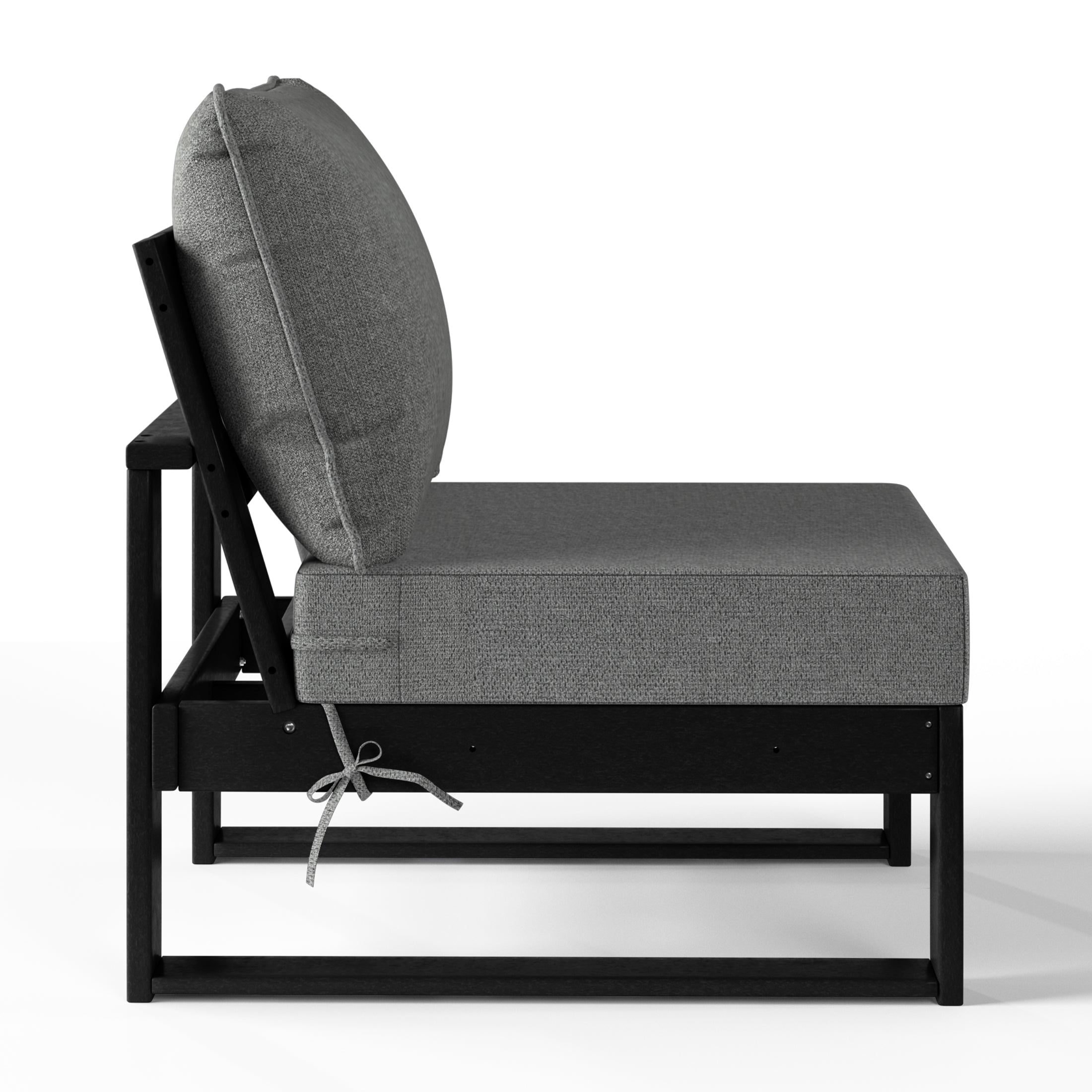 Signature All-Weather Outdoor Modular Deep Seating Cushioned Side Chair (Center Sectional Seat) Black Gray Seahawk Designs Patio Chairs