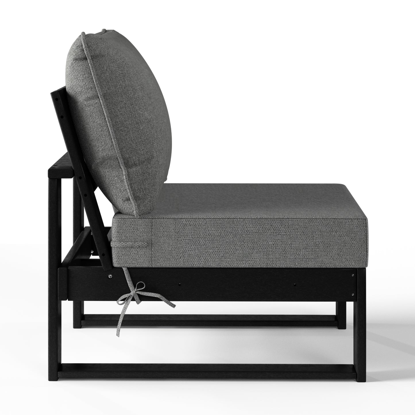 Signature All-Weather Outdoor Modular Deep Seating Cushioned Side Chair (Center Sectional Seat) Black Gray Seahawk Designs Patio Chairs