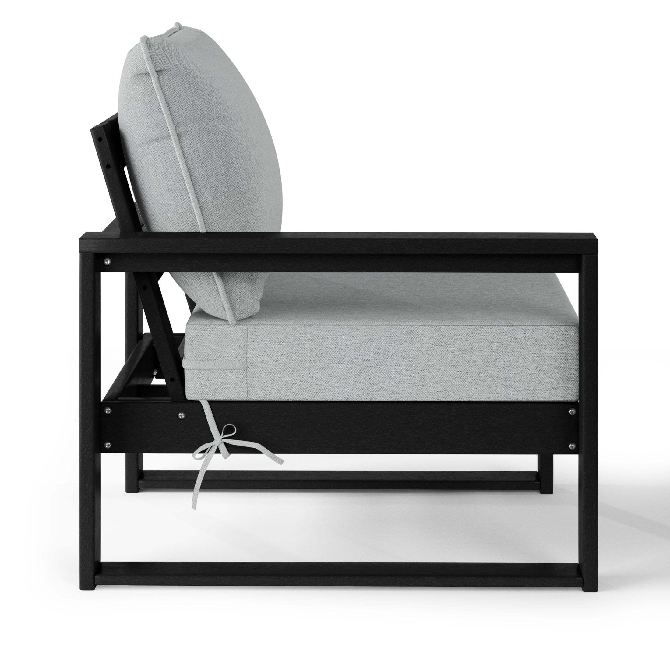 Signature All-Weather Outdoor Modular Patio Deep Seating Left Arm Chair (Left Arm Sectional Seat) Black Light Gray Seahawk Designs Patio Chairs