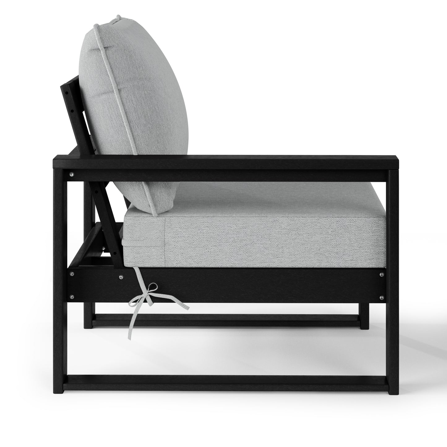 Signature All-Weather Outdoor Modular Patio Deep Seating Left Arm Chair (Left Arm Sectional Seat) Black Light Gray Seahawk Designs Patio Chairs