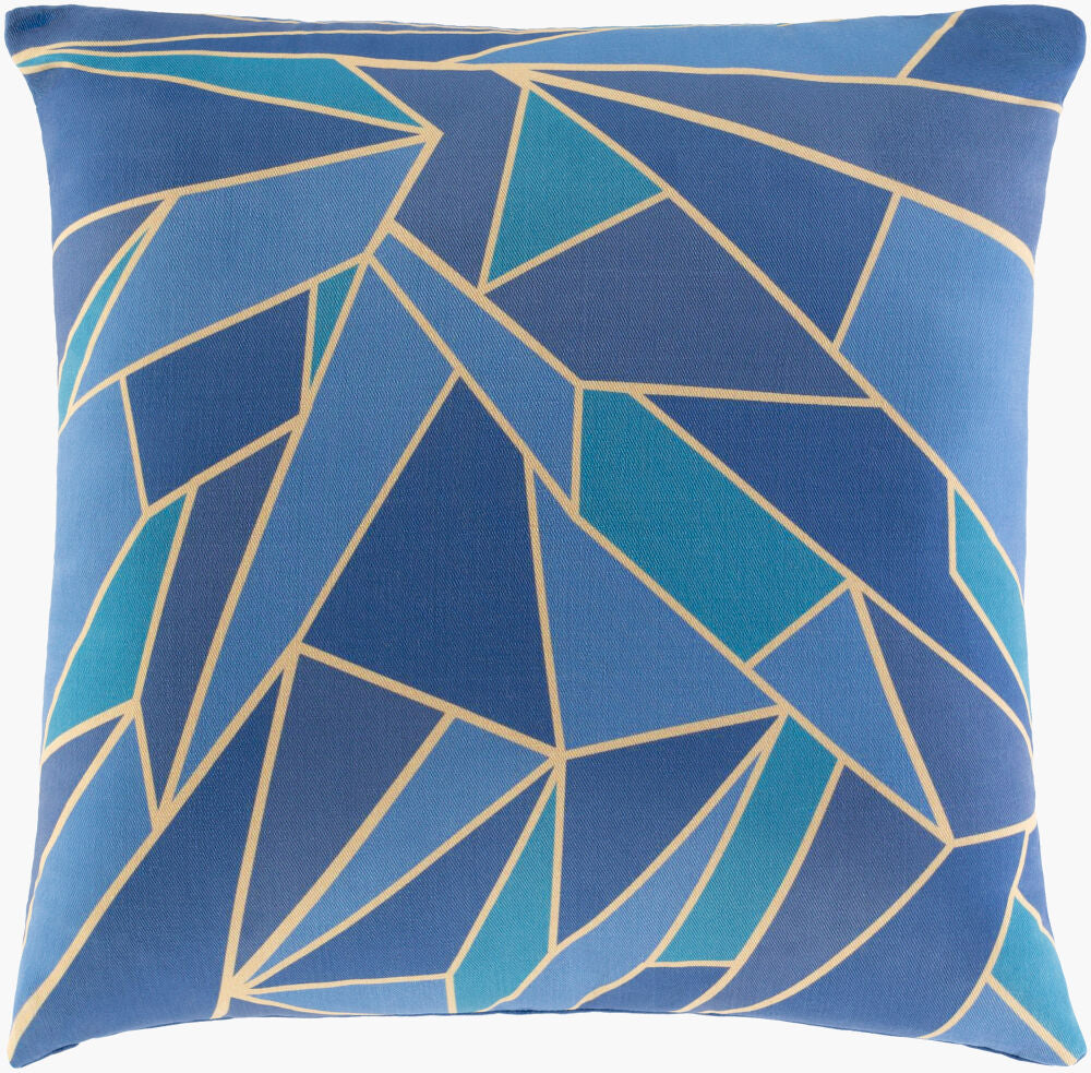 Geometric Shatter Accent Pillow — Blue/Dark Blue