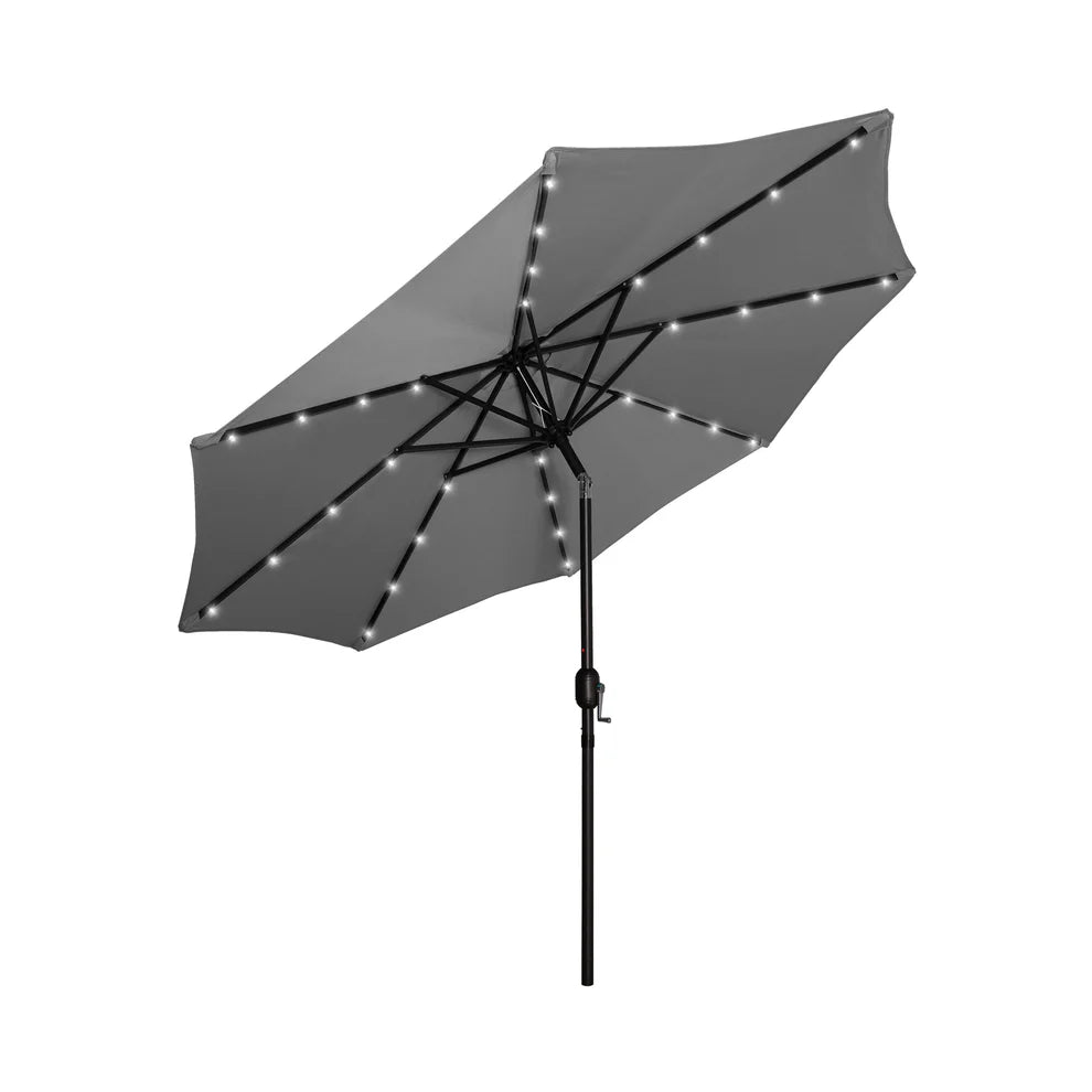Kona 9ft Market Umbrella with Solar LED Lights Gray Seahawk Designs Patio Umbrellas
