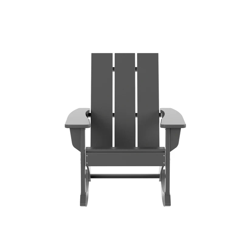 Malibu Modern All-Weather Outdoor Rocking Adirondack Chair Gray Seahawk Designs Patio Rocking Chairs