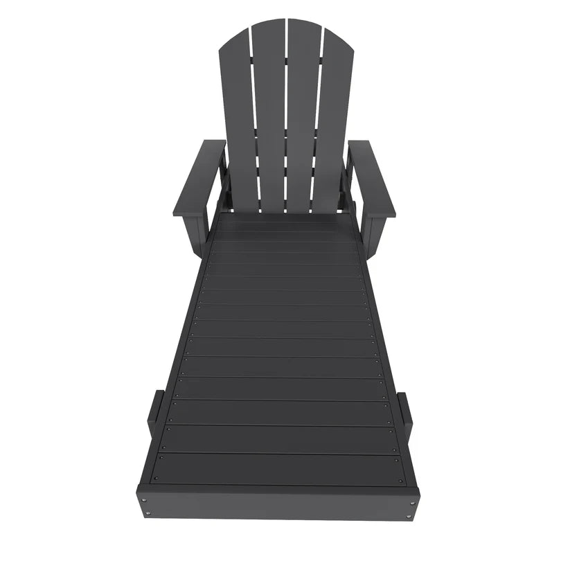 Chatham All-Weather Outdoor Adirondack Reclining Sun Lounger With Arms Rests & Wheels Gray Seahawk Designs Patio Chaise Lounges