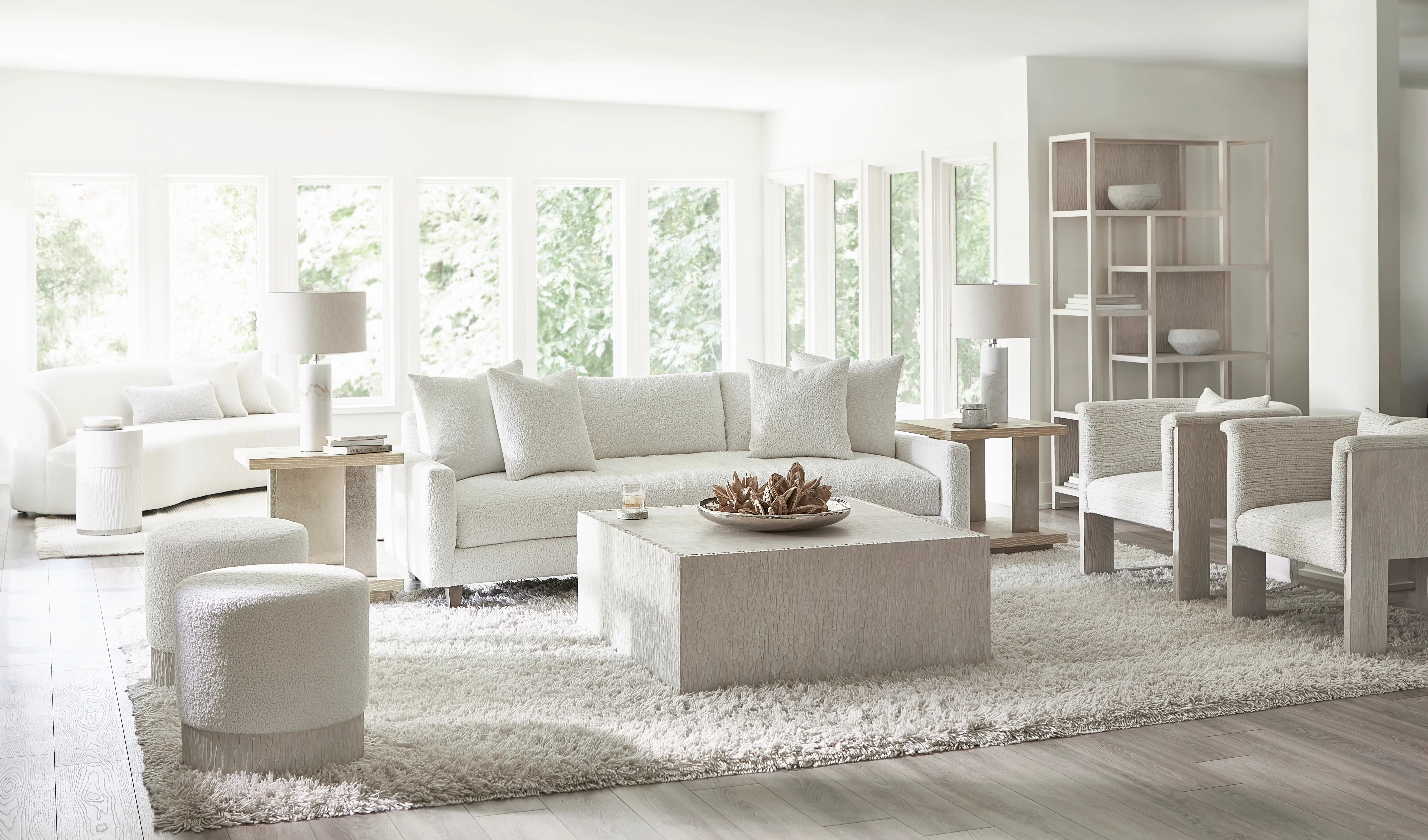 Bernhardt Solaria Ottoman — Upholstered Top, Cast Resin Frame Bernhardt Ottoman