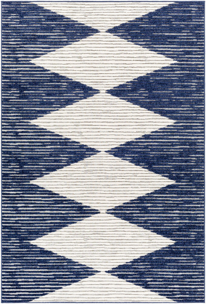 Greenwich Machine Woven Rug — Ink Blue/Medium Gray