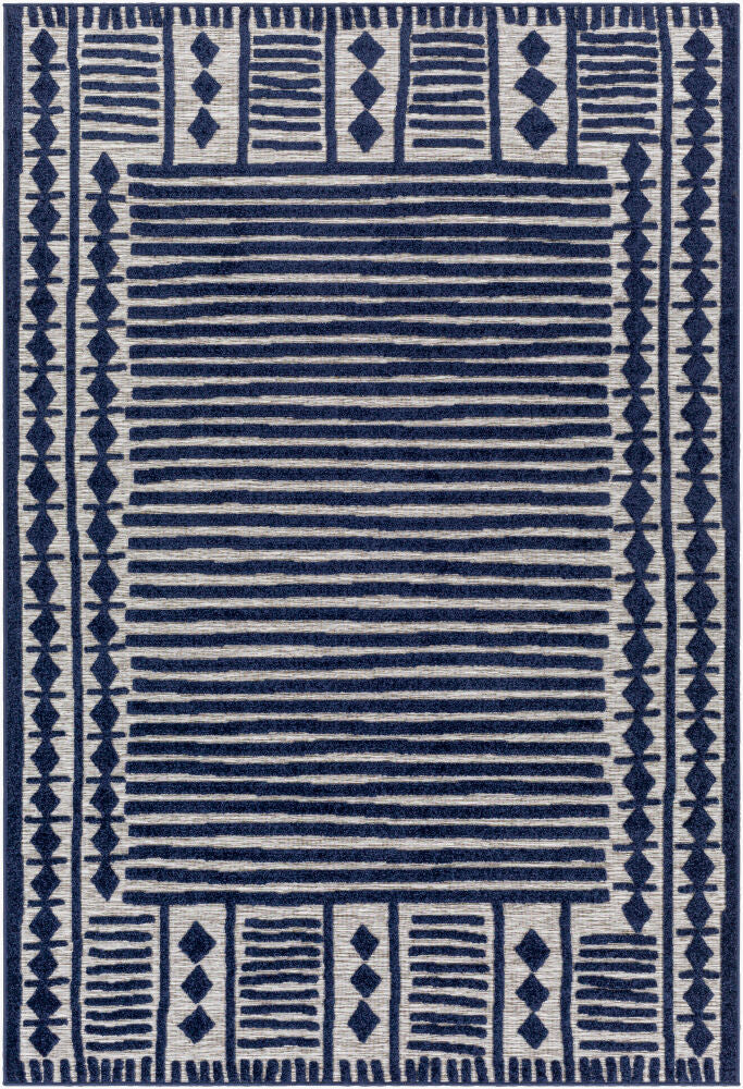 Greenwich Machine Woven Rug — Ink Blue/Medium Gray