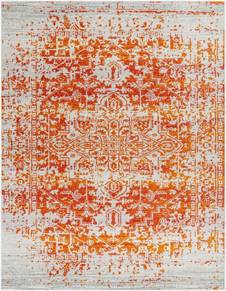 Harput Machine Woven Rug — Burgandy/Burnt Orange