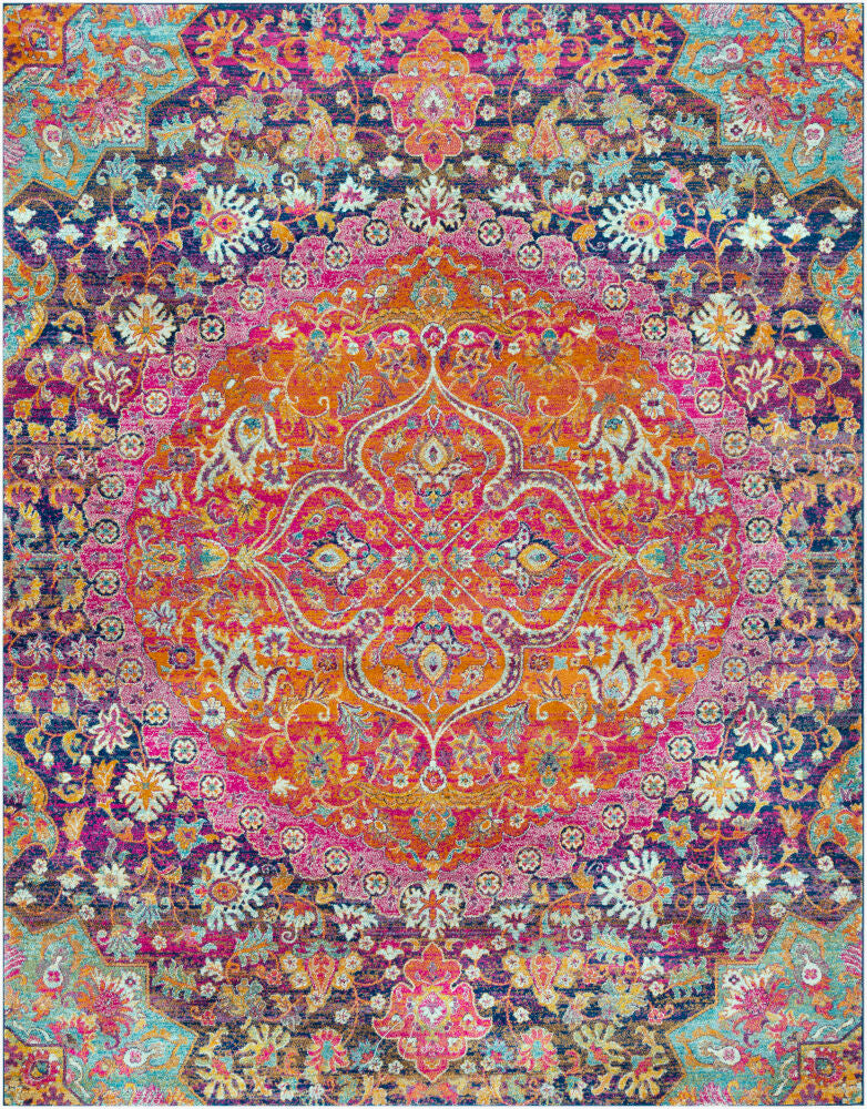Harput Machine Woven Rug — Burgandy/Burnt Orange