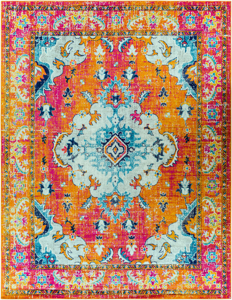 Harput Machine Woven Rug — Cream/Fuchsia
