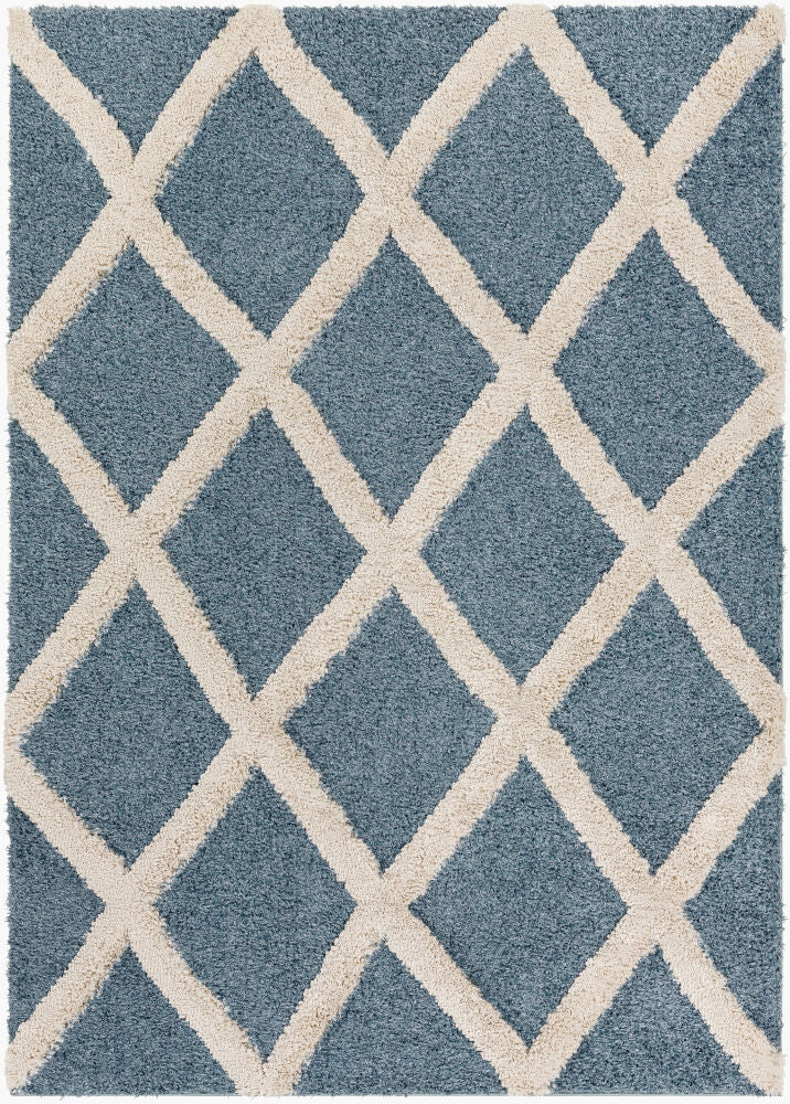 Hudson Shag Machine Woven Rug — Blue/Light Gray