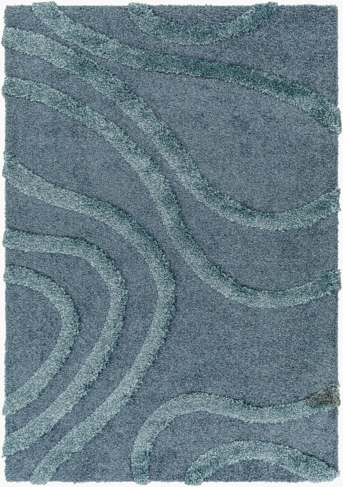Hudson Shag Machine Woven Rug — Dark Blue/Dusty Sage