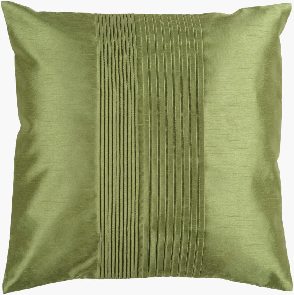 Solid Pleated Accent Pillow — Olive