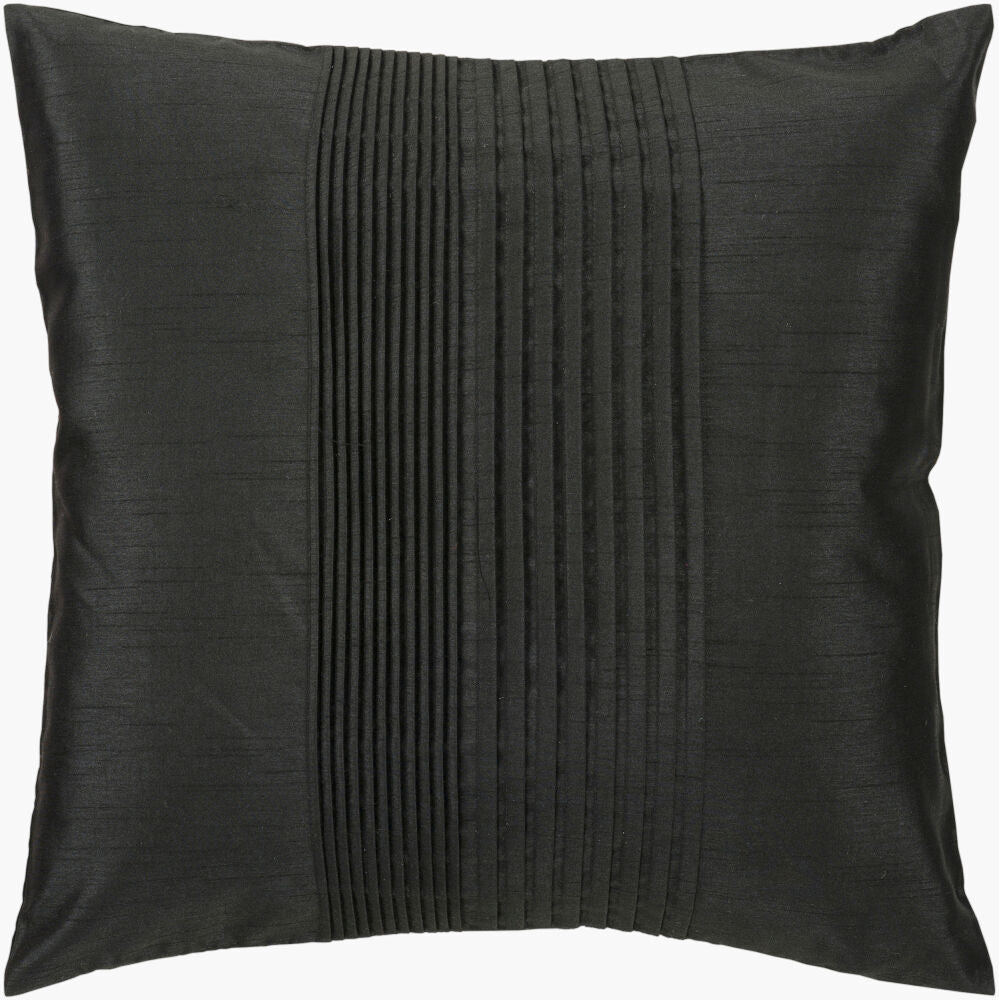 Solid Pleated Accent Pillow — Black