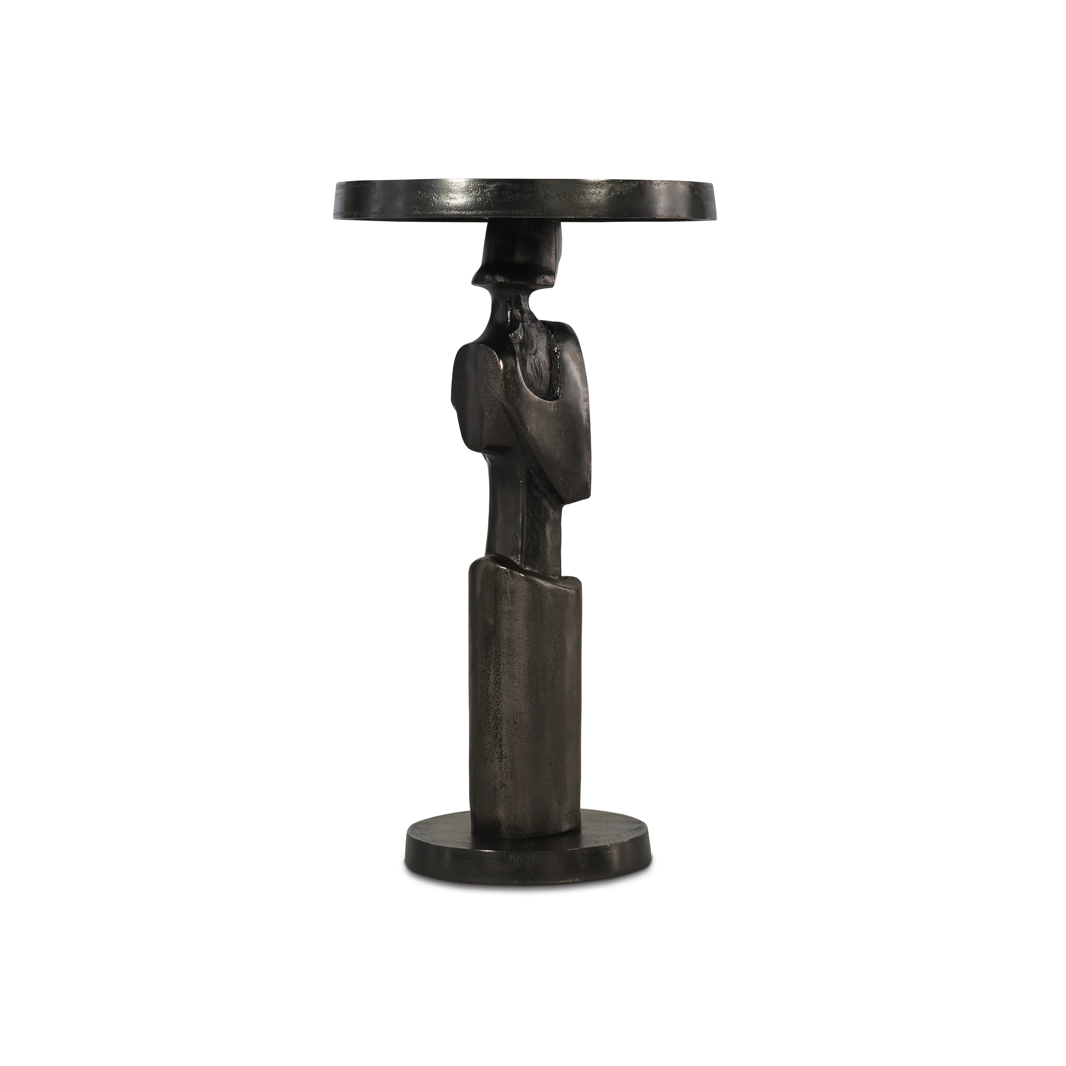 Bernhardt Vevo Accent Table — Sculptural Cast Aluminum Chairside Bernhardt End Table