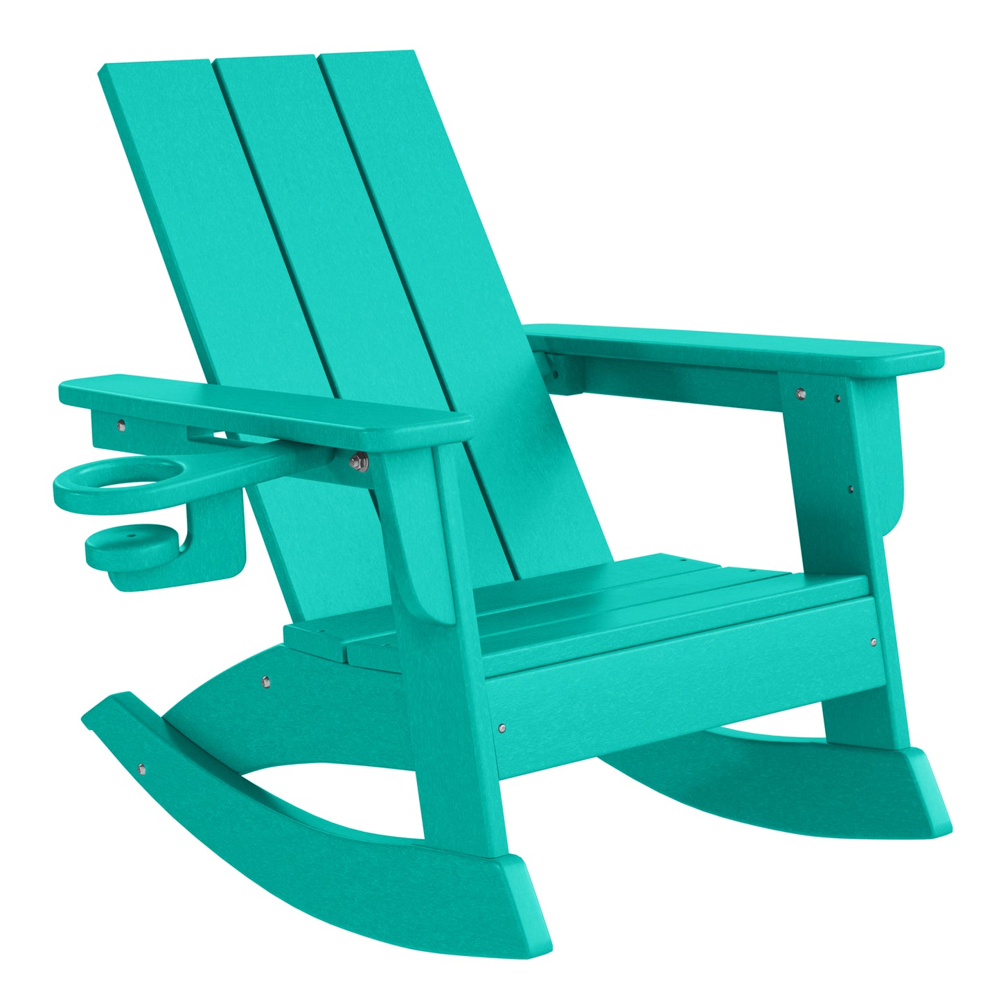 Tiny Terraces Kids Modern Adirondack Rocking Chair with Cup Holder (Set of 2) Turquoise Seahawk Designs Kids Patio Rocking Chairs