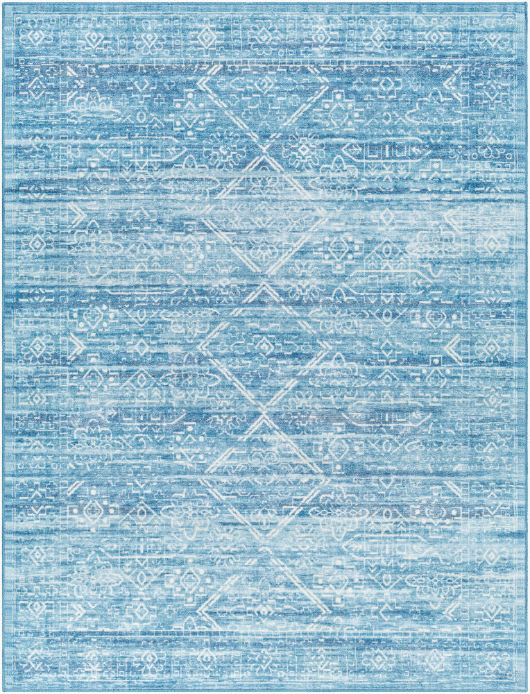 Hera Machine Woven Rug — Beige/Dark Blue