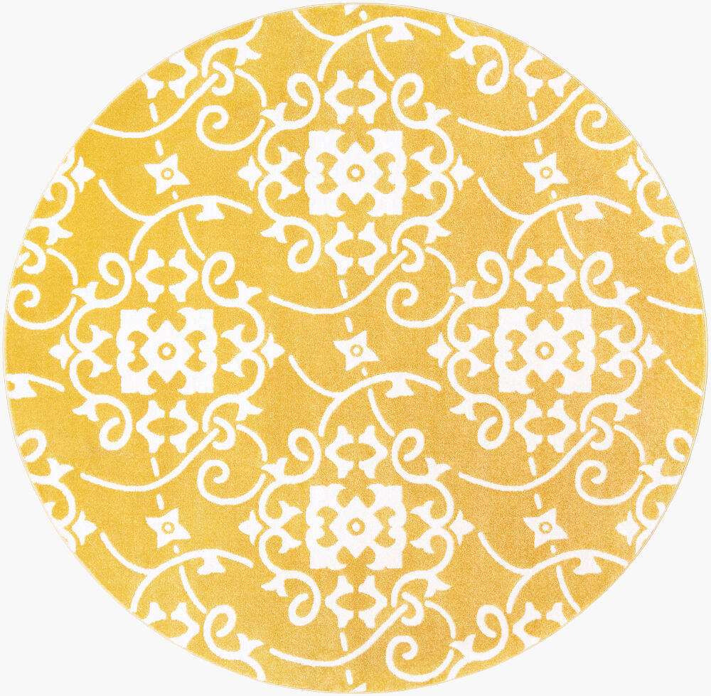 Horizon Machine Woven Rug — Cream/Mustard
