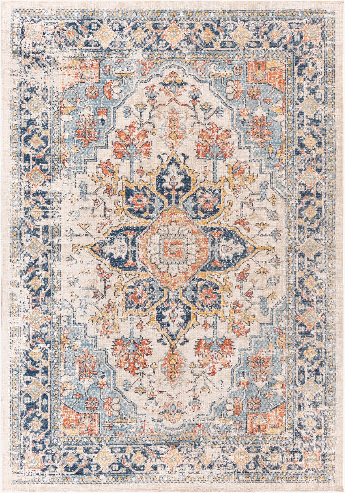 Huntington Beach Machine Woven Rug — Cream/Denim