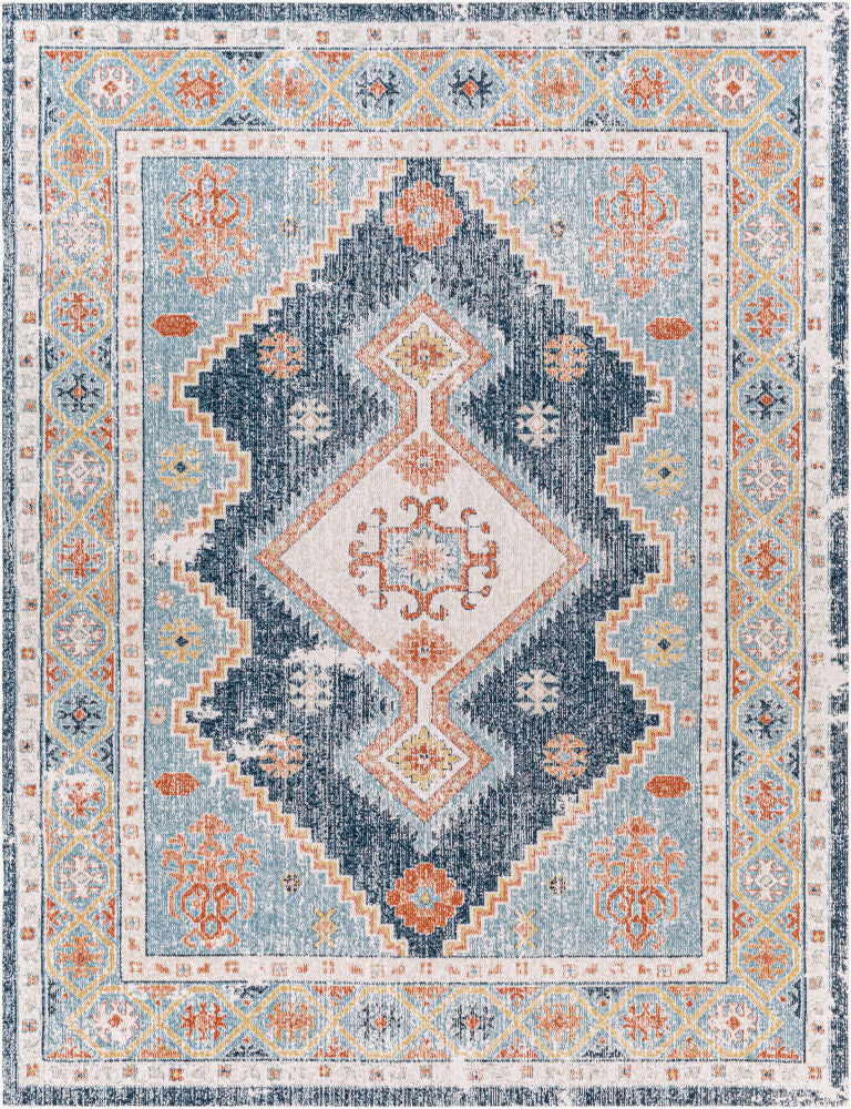 Huntington Beach Machine Woven Rug — Cream/Denim