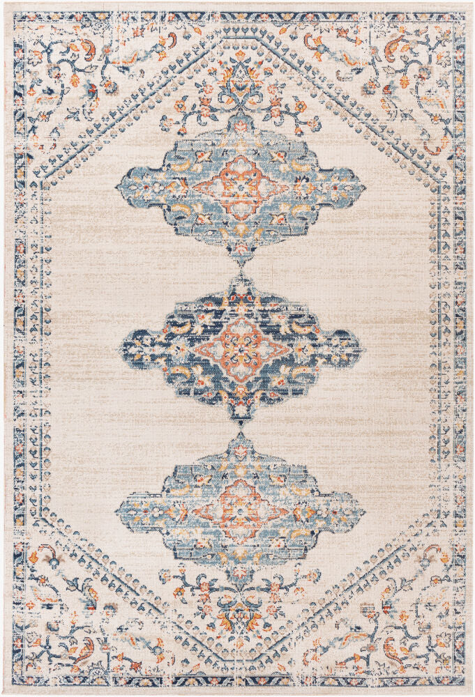 Huntington Beach Machine Woven Rug — Aqua/Cream