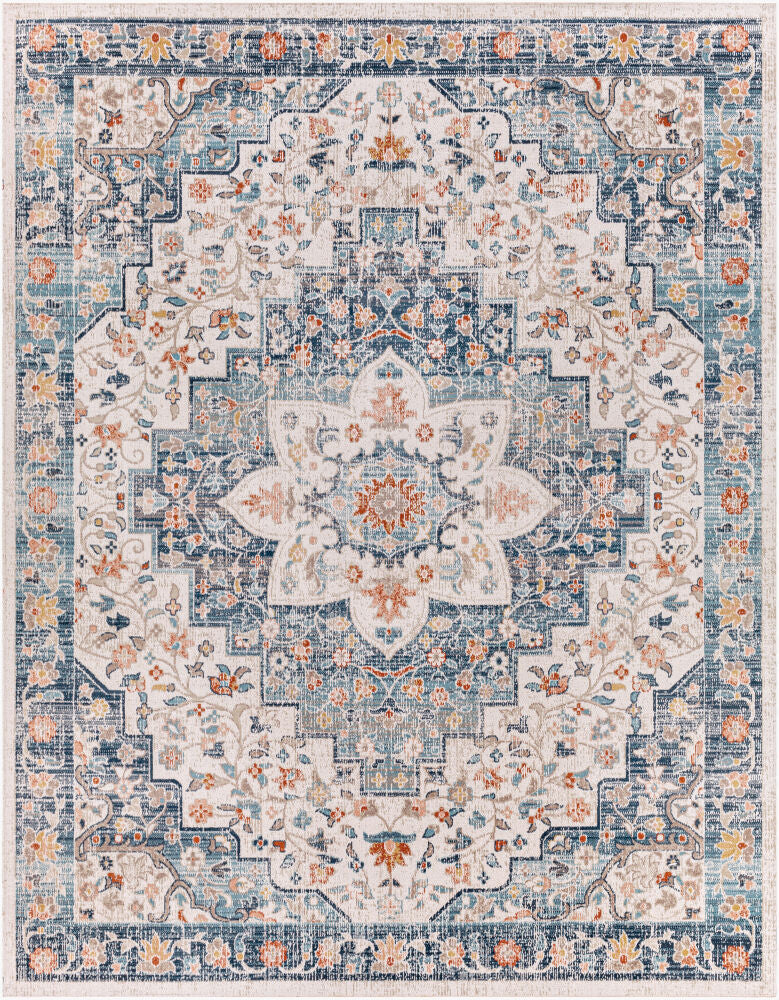 Huntington Beach Machine Woven Rug — Cream/Denim