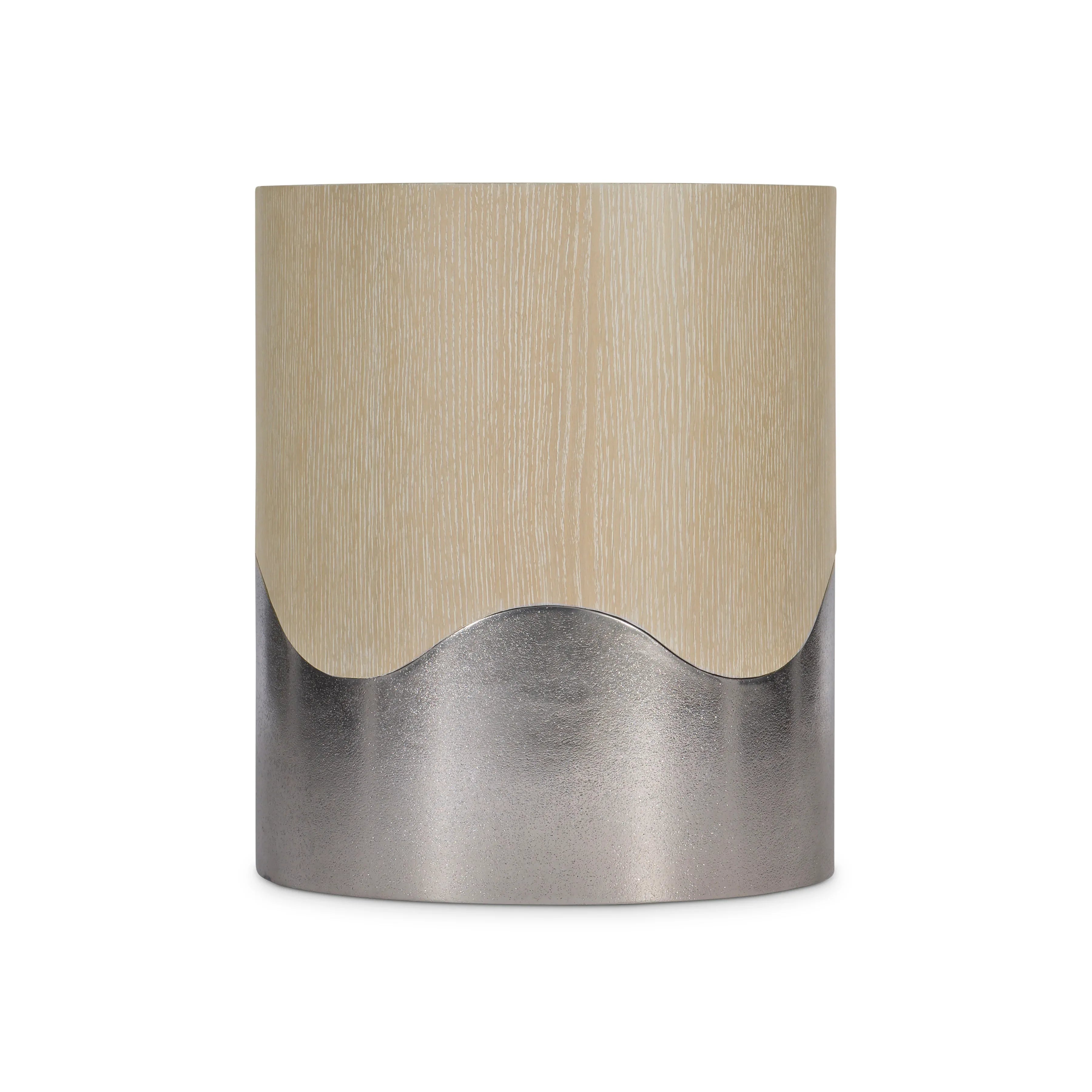 Bernhardt Solaria Accent Table — Cast Aluminum Waves, White Oak Bernhardt End Table