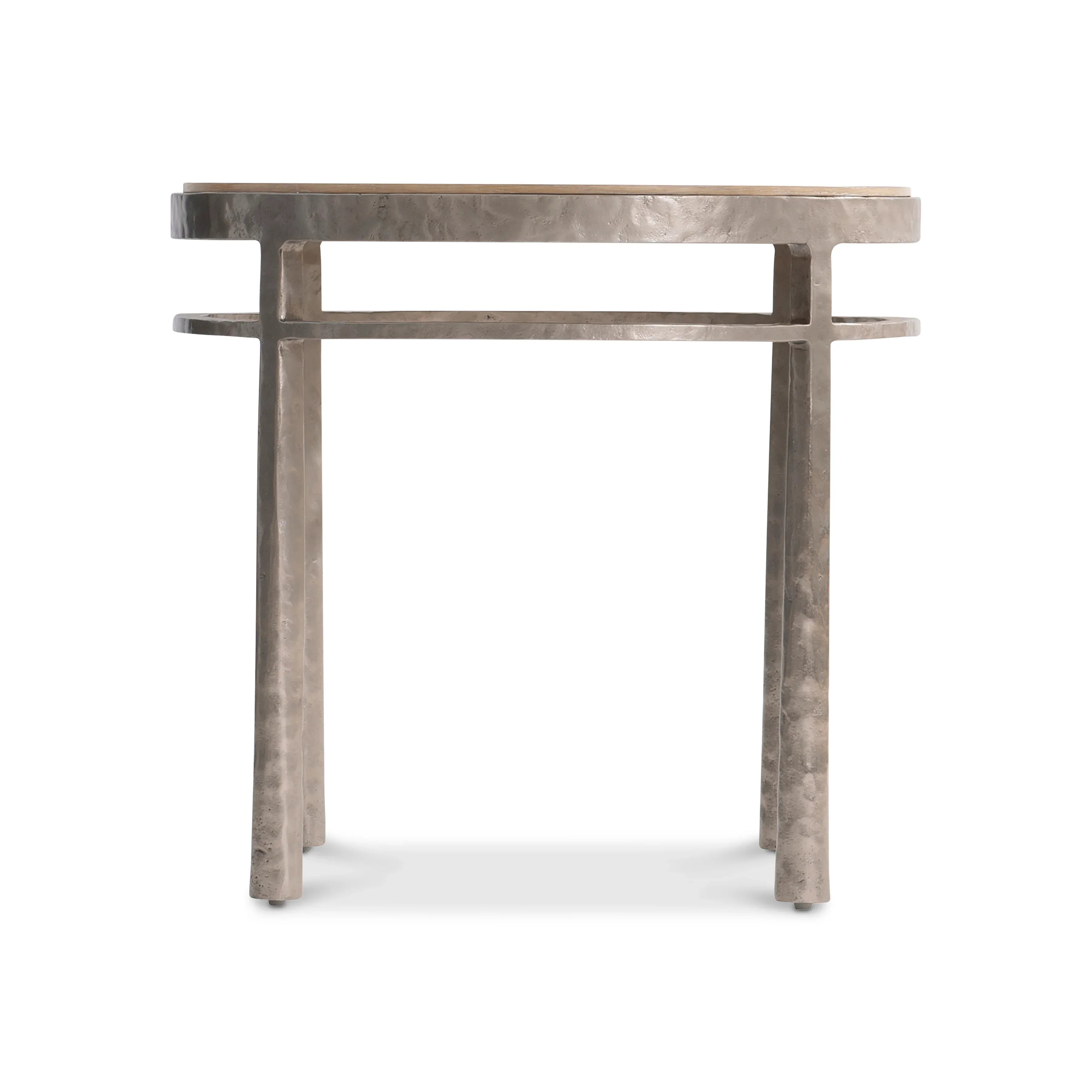 Bernhardt Aventura Side Table — Oak Ringed in Cast Aluminum Bernhardt End Table