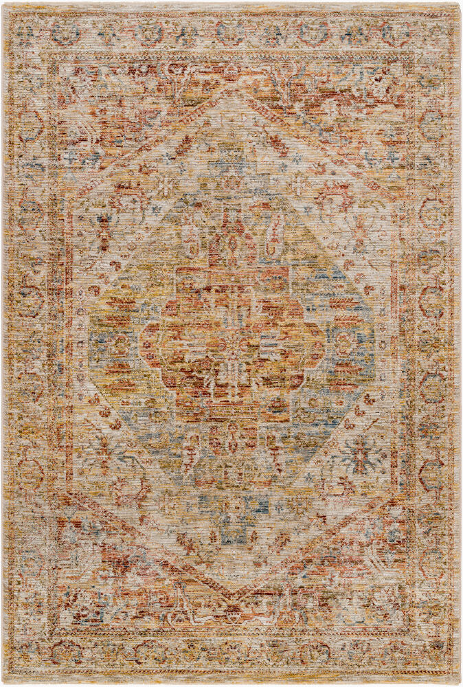 Naila Machine Woven Rug — Light Sage/Mustard
