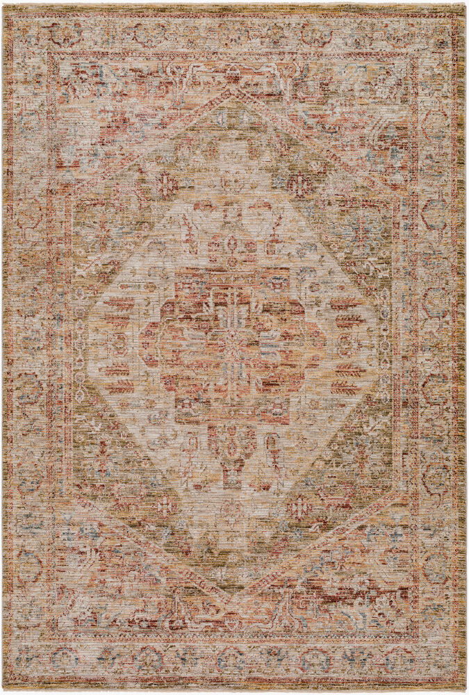 Naila Machine Woven Rug — Light Sage/Mustard