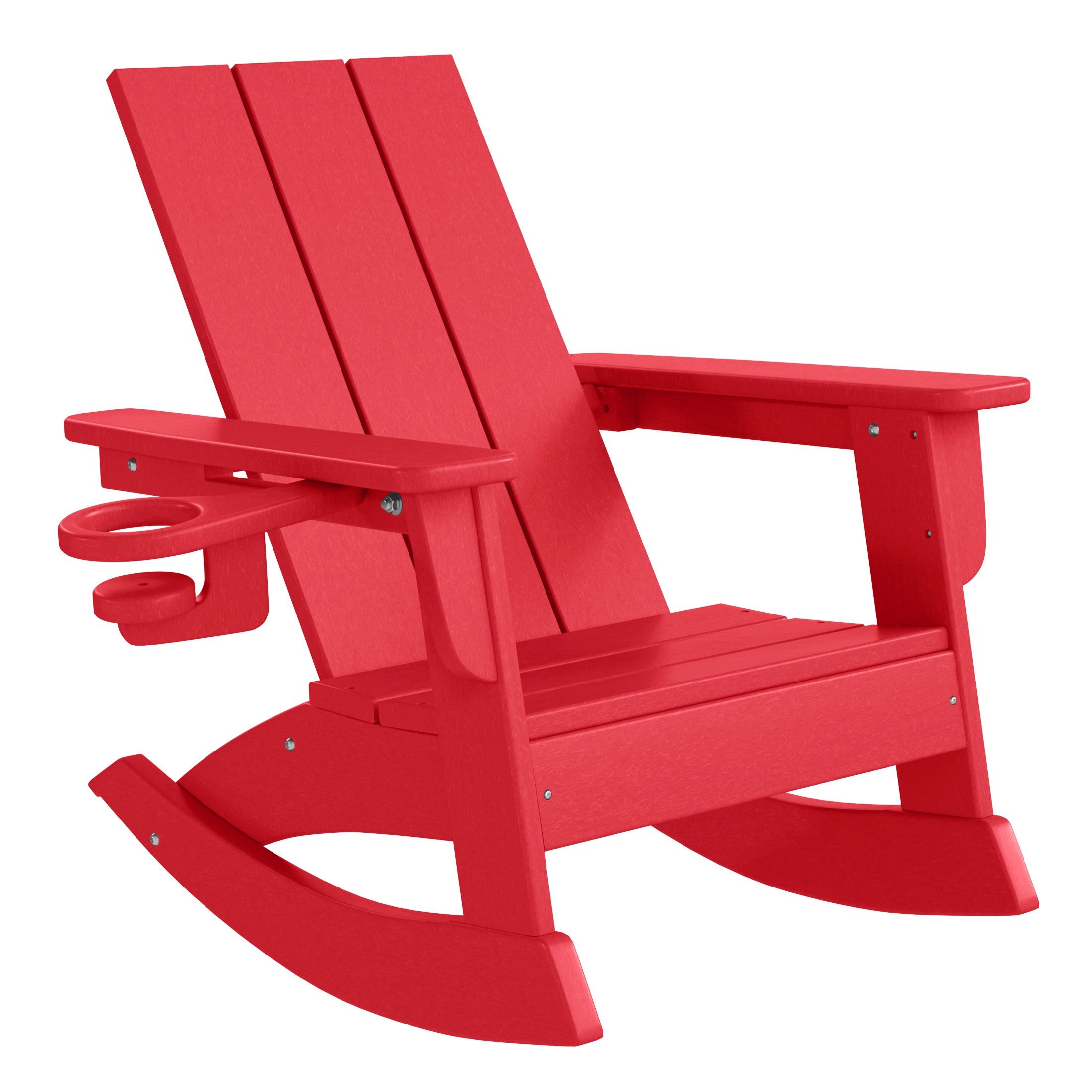 Tiny Terraces Kids Modern Adirondack Rocking Chair with Cup Holder (Set of 2) Red Seahawk Designs Kids Patio Rocking Chairs