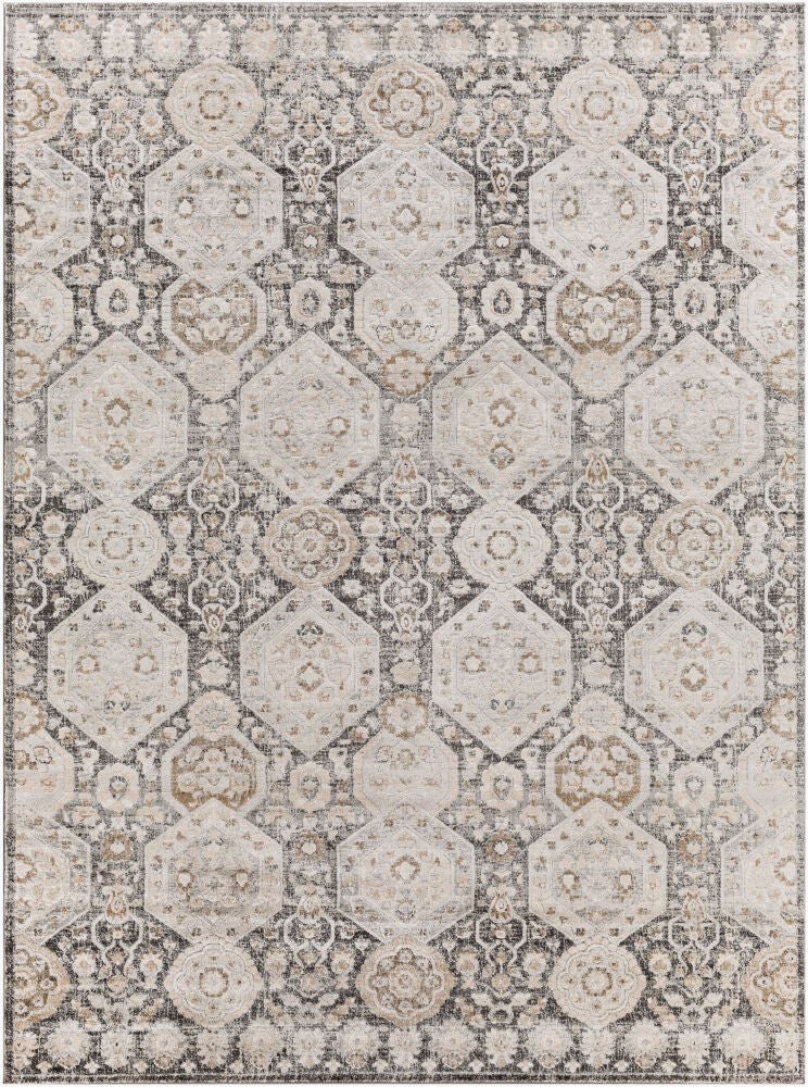 Indigo Machine Woven Rug — Beige/Black