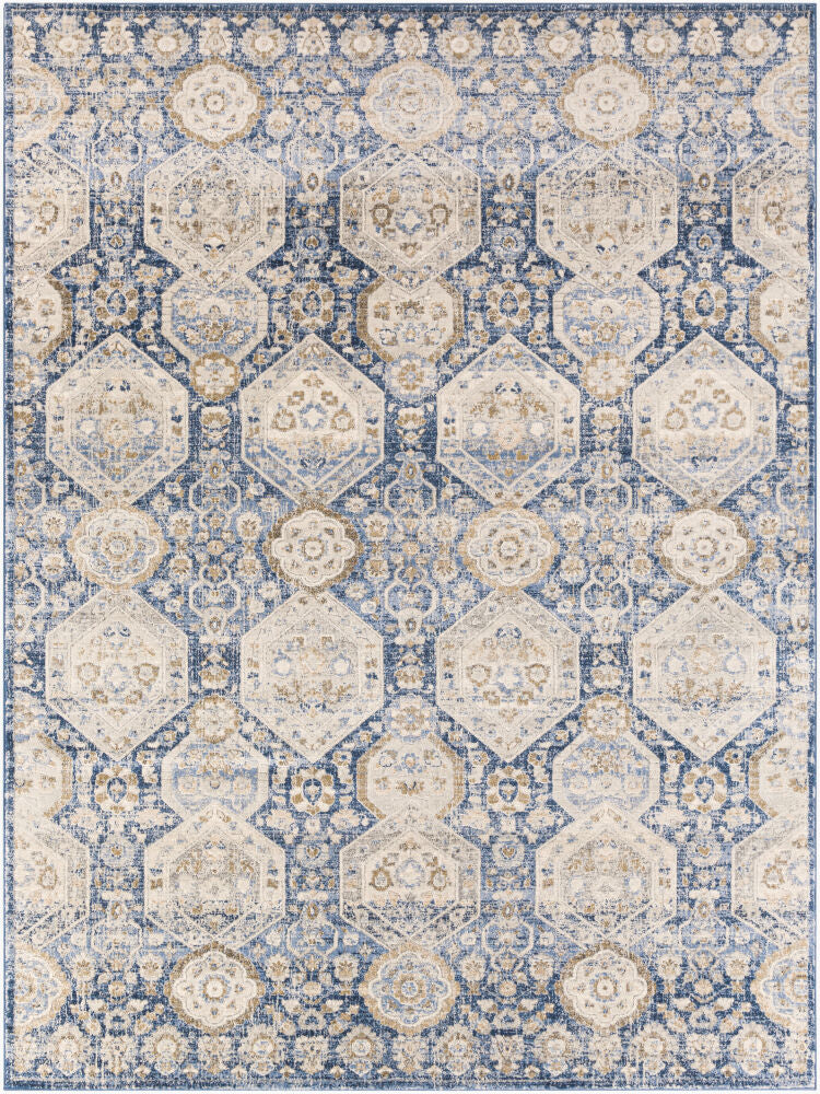 Indigo Machine Woven Rug — Beige/Denim