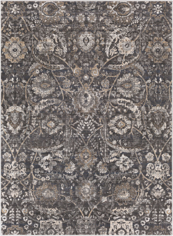 Indigo Machine Woven Rug — Beige/Black