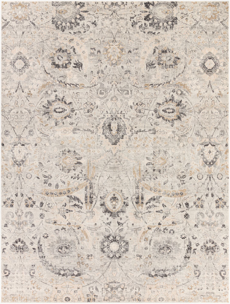 Indigo Machine Woven Rug — Beige/Black