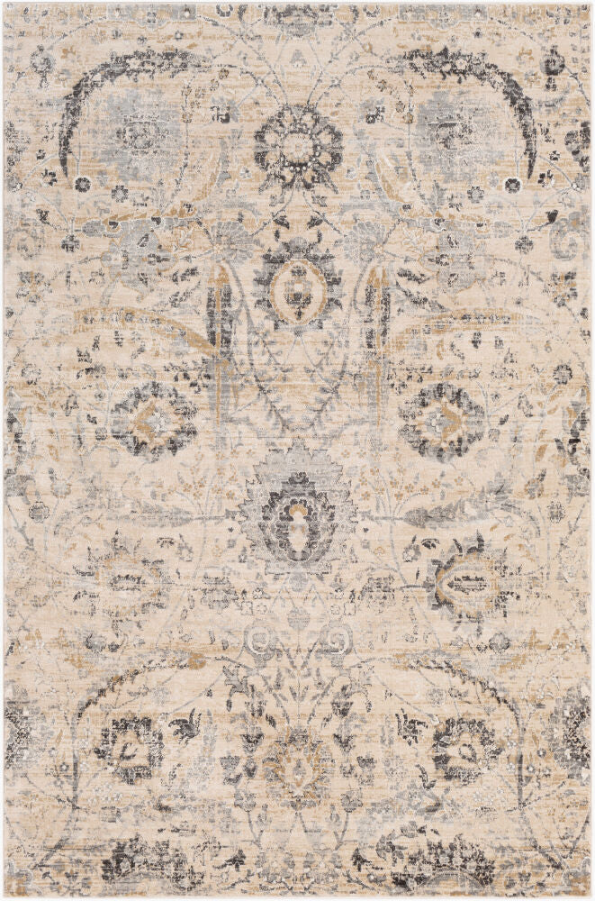 Indigo Machine Woven Rug — Beige/Black