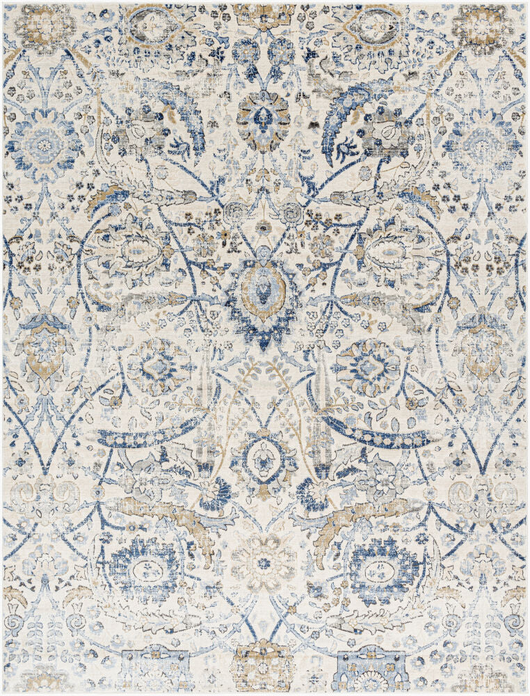 Indigo Machine Woven Rug — Beige/Black