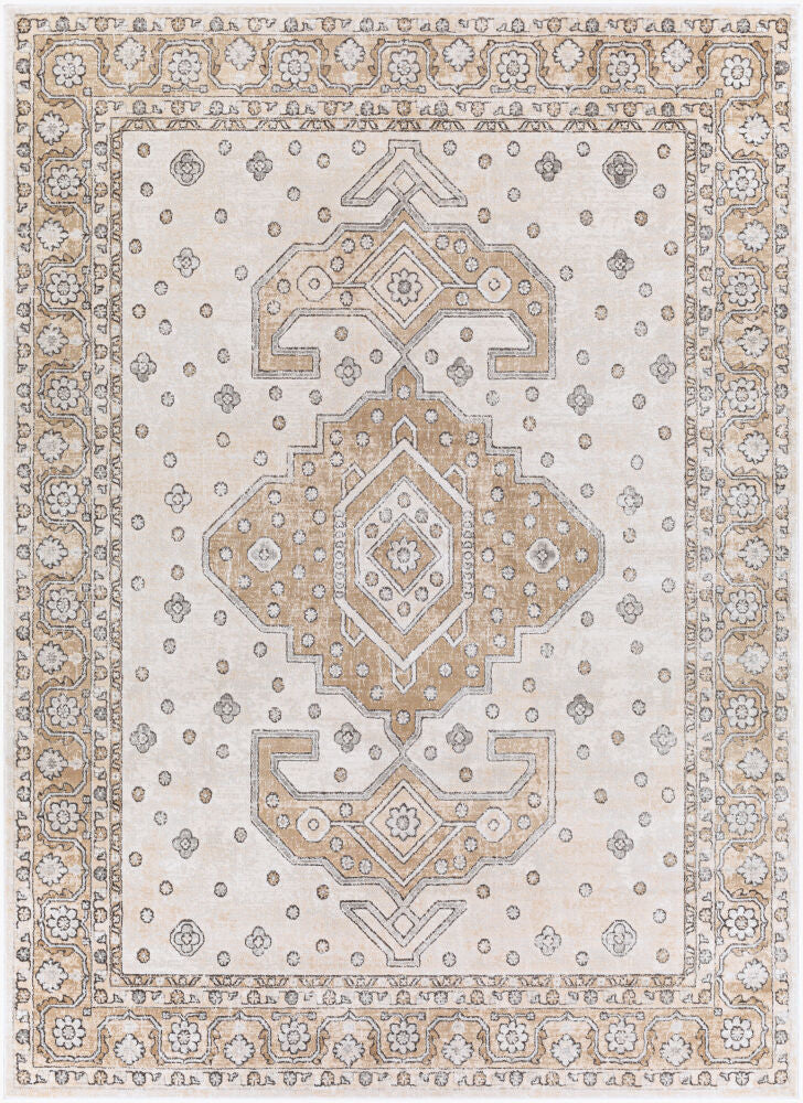 Indigo Machine Woven Rug — Beige/Black